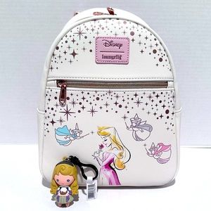 Loungefly Disney Sleeping Beauty Three Good Fairies Mini Backpack w/Purse Charm